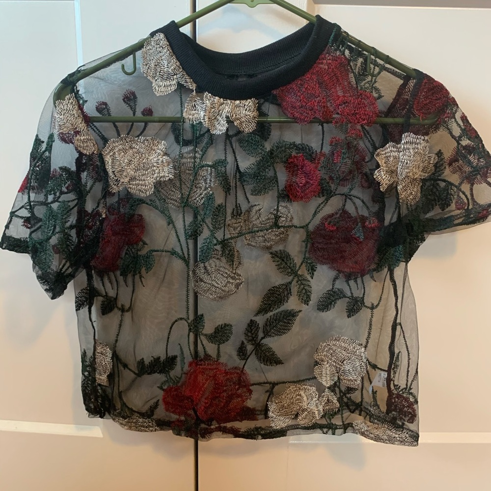 Sheer Embroidered Blouse